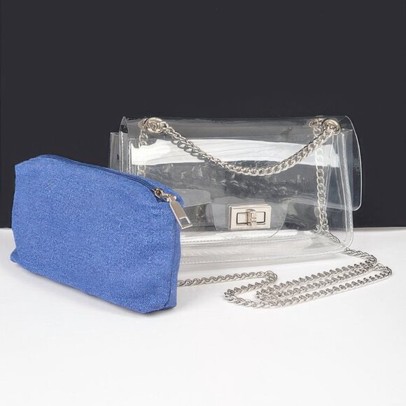 Clear Bag W/ Denim Pouch - Picture 1 of 7